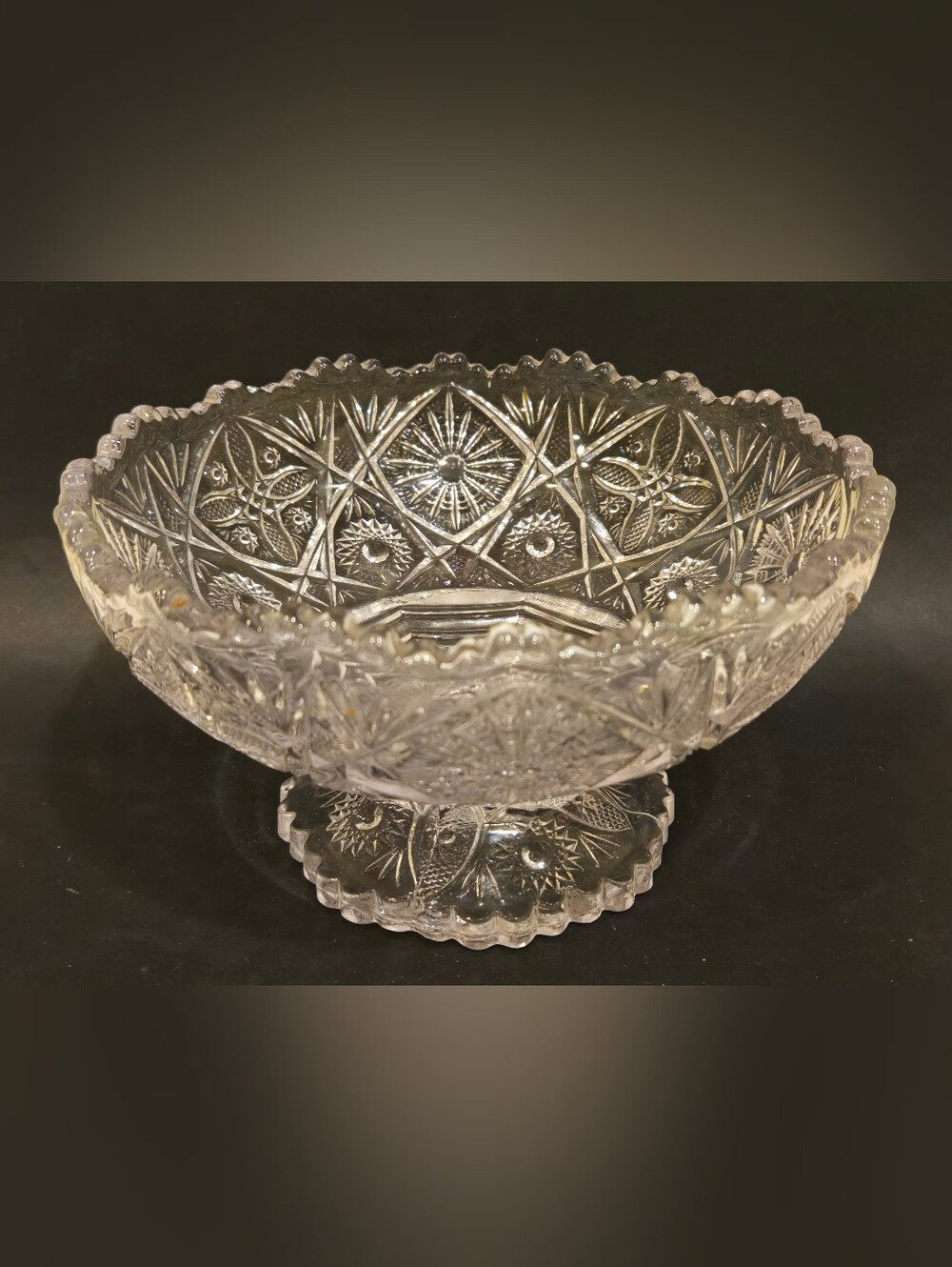 Vintage Imperial Glass Co. "Fancy Flowers" Pedestal Bowl - Elegant Home Art